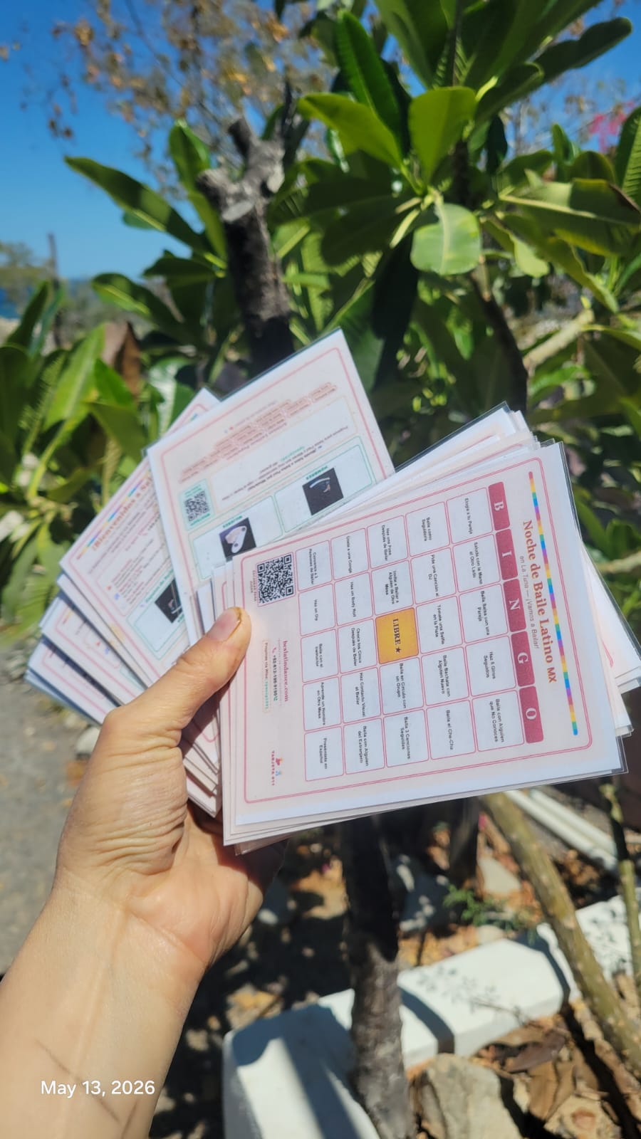 Salsa Bingo cards from game night at La Tuna, La Ventana BCS