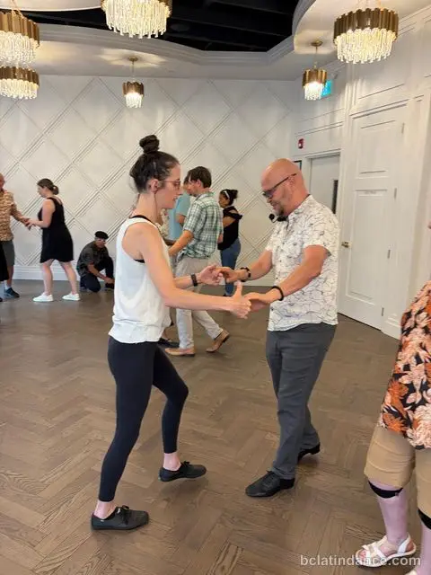 Salsa Paul walking the class through a move at Tuesday Salsa Nights, The Grand Hall, District 1881