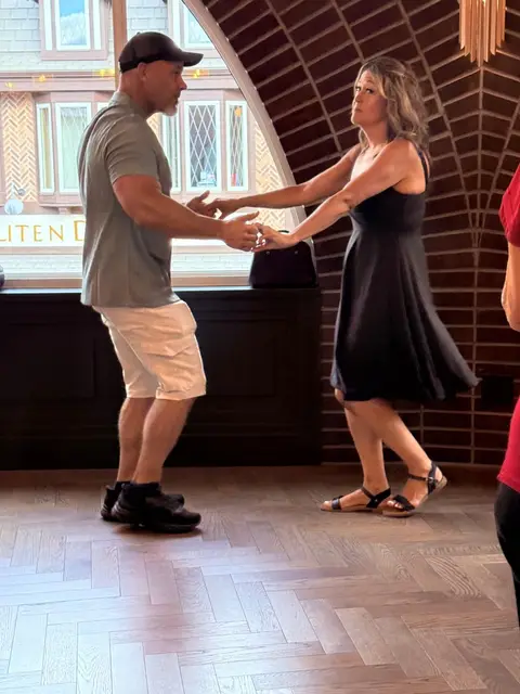 A couple dancing merengue at Tuesday Salsa Nights, The Grand Hall, District 1881, Chilliwack
