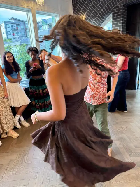 Mid-spin on the salsa floor at Tuesday Salsa Nights, Chilliwack BC