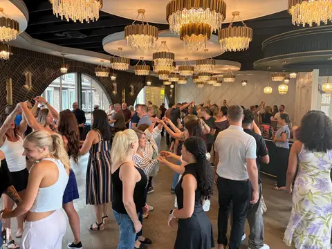 A full dance floor at Tuesday Salsa Nights, The Grand Hall, District 1881, Chilliwack BC