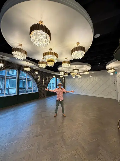 Salsa Paul alone in The Grand Hall before the doors opened on launch night, District 1881