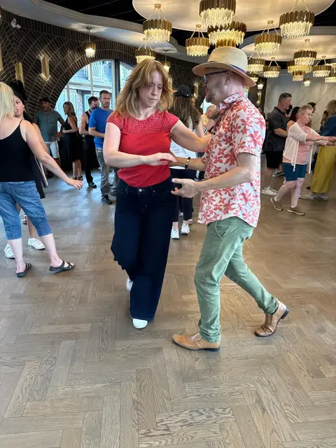 Practising the cross body lead at Tuesday Salsa Nights, The Grand Hall, Chilliwack