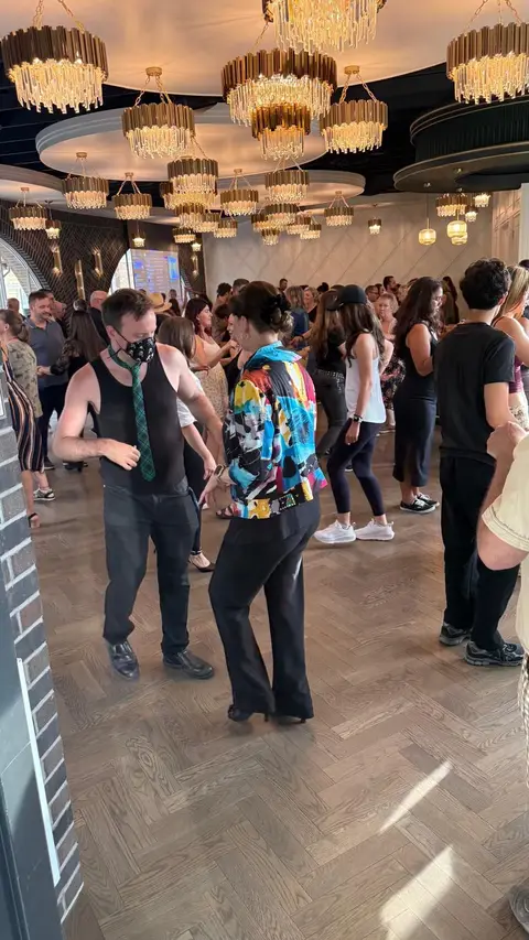 Dressed up for the salsa social at The Grand Hall, District 1881
