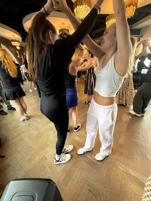 Turn practice during the Tuesday salsa lesson at The Grand Hall